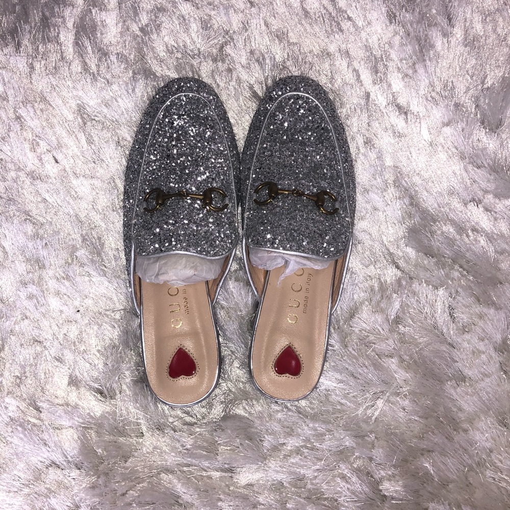 Gucci Glitter Princetown, Size 38